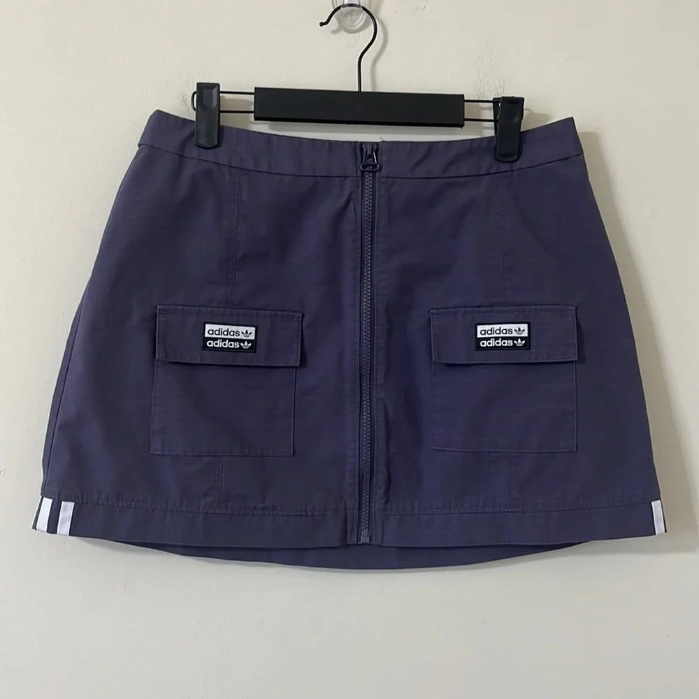 Adidas Originals Reveal Your Voice Ripstop Zip-Front Mini Skirt Purple Size M
